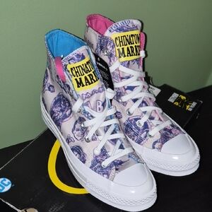 Converse High-Top Sneakers with Pink and Blue Accents